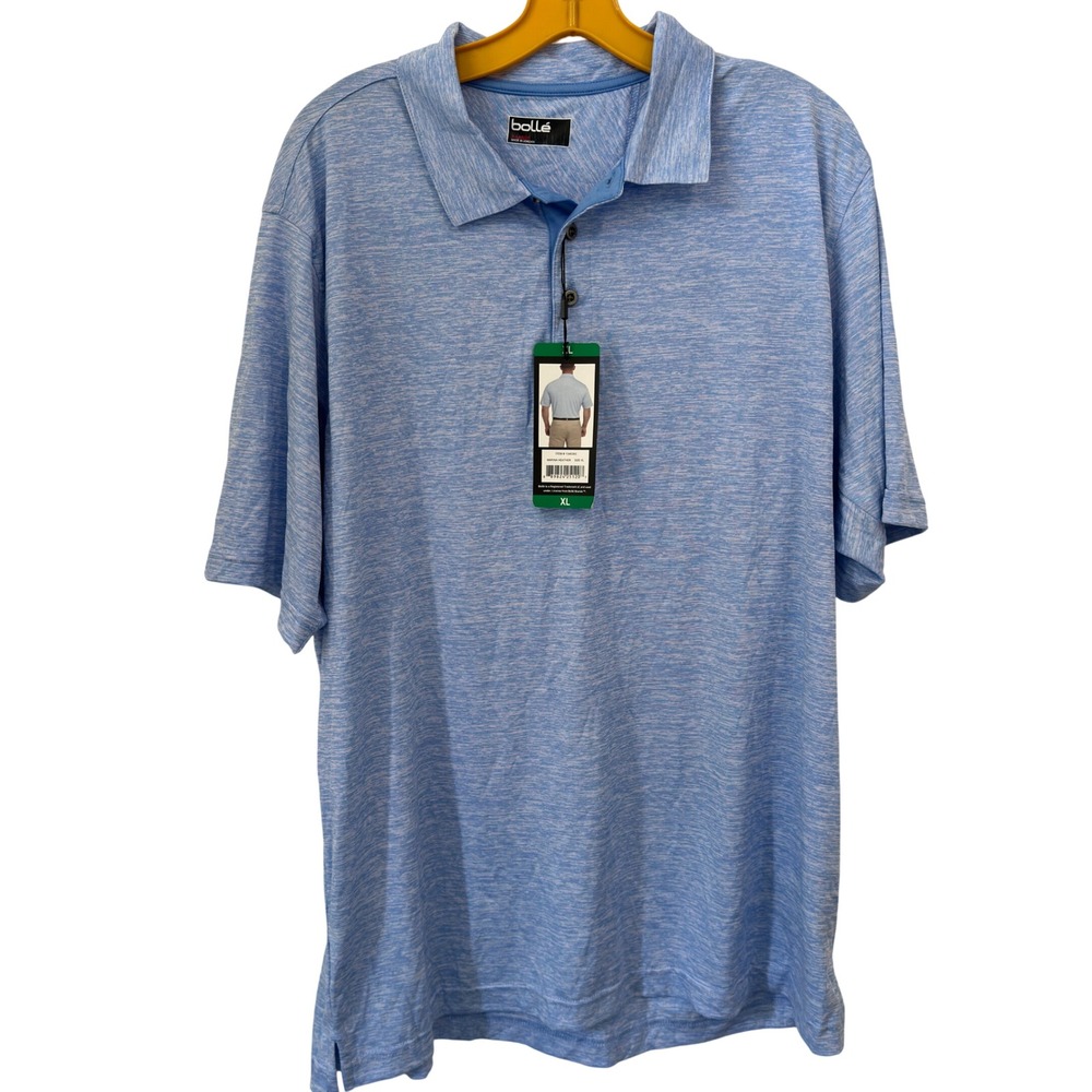 Bolle Performance Polo Shirt Blue Heather Polyester Space Dye XL NWT